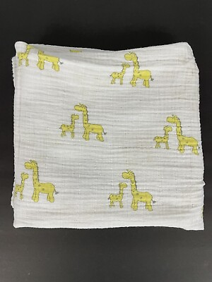 #ad Swaddle Designs White Yellow Giraff Receiving Swaddle Baby Infant Blanket 43x38
