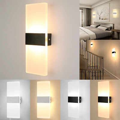 #ad Modern LED Wall Light Up Down Lamp Sconce Spot Hallway Lighting Bedroom Fixture