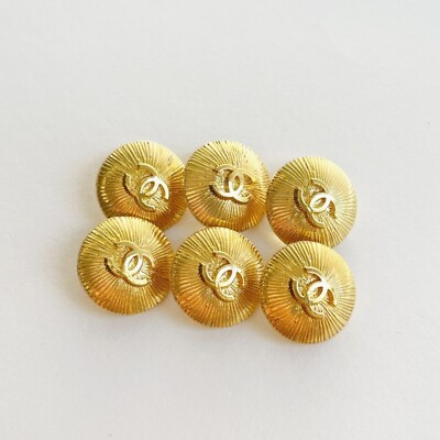 #ad Chanel Vintage Designer Gold Button STAMPED 6 PC Bundle