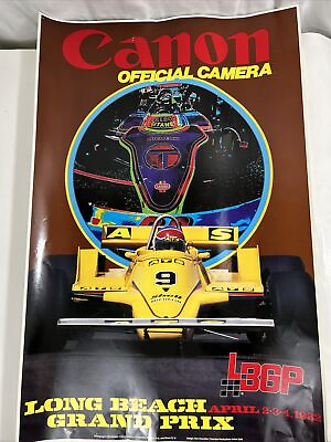 #ad Vintage 1982 canon camera official poster Long Beach grand prix 19.25x29.75”