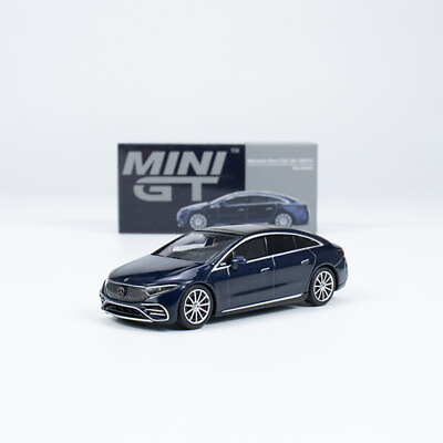 #ad MINI GT 1:64 Model Car Benz EQS 580 4MATIC Alloy Nautical Blue Metallic# 559 LHD
