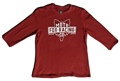 #ad Womens Fox Racing Moto Co Thermal 3 4 Sleeve Burgandy Shirt Size Medium