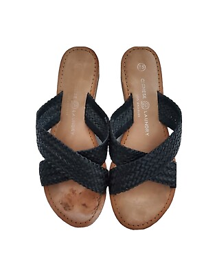 #ad Chinese Laundry Size 8.5 Black CrissCross Woven Slide Sandal