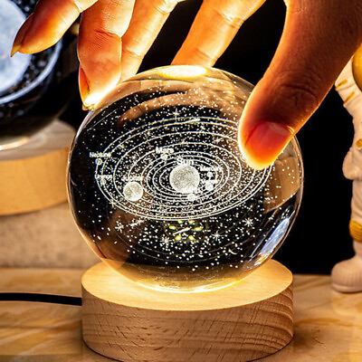 #ad New 3D Crystal Ball Planet Earth Desk lamp USB LED nightlight home decor gift