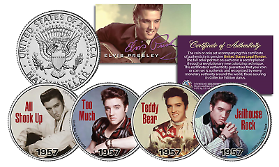#ad ELVIS PRESLEY 1957 #1 SONG HITS Licensed JFK Kennedy Half Dollars 4 Coin U.S Set