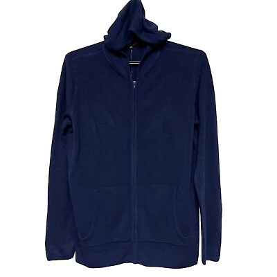 #ad NEW Wendy Williams Blue Full Zip Hooded Sweatshirt Women#x27;s Size Large