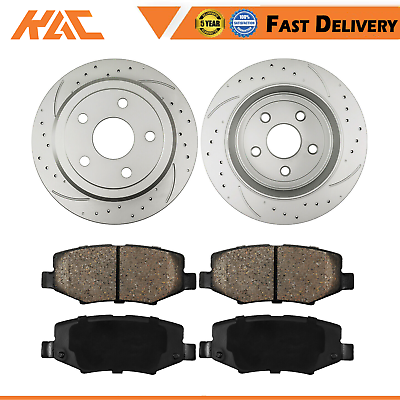 #ad Rear Drilled Slotted Rotors amp; Brake Pads For 2007 2017 Jeep Wrangler 2008 2009