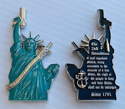 #ad 2nd AMENDMENT Right Bear Arms Guns Statue Liberty Navy CPO NRA Challenge Coin 🗽