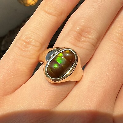 #ad 925 Sterling Silver Snakeskin Mexican Natural Fire Agate Solitaire Gemstone Ring