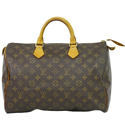 #ad Louis Vuitton Speedy 35 M41524 Monogram Canvas Handbag Brown