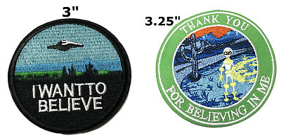 #ad X Files 2 Pcs Embroidered Patch Iron Sew on Souvenir Travel