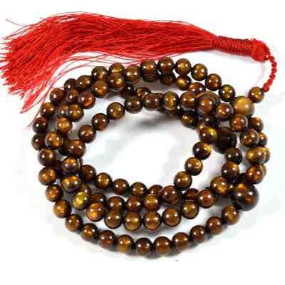 #ad 7mm Diameter Natural Golden Black Coral Sea Willow 108 Meditation Prayer Beads