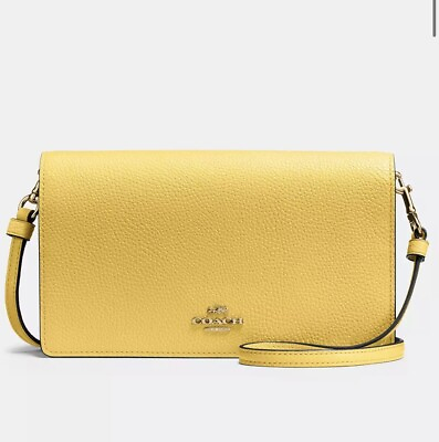 #ad Coach Hayden Foldover Crossbody Clutch In Pebble Leather 87401 Yellow