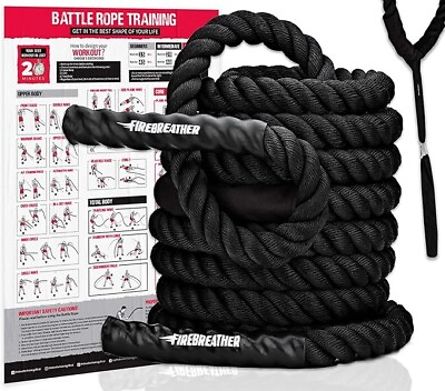 #ad Pro Battle Ropes with Anchor Strap Kit and Exercise Poster Strength Training