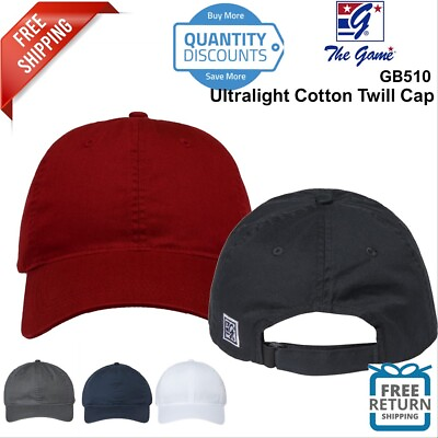 #ad The Game Men Ultralight Cotton Twill Cap Hat GB510 Six Panel Low Profile