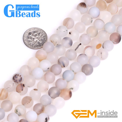#ad Botswana Agate Gemstone Matte Frost Round Jewelry Making Beads 15quot; 8mm 10mm