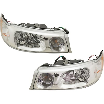 #ad Headlight Set For 1998 2002 Lincoln Town Car Left and Right Headlamp With Bulb