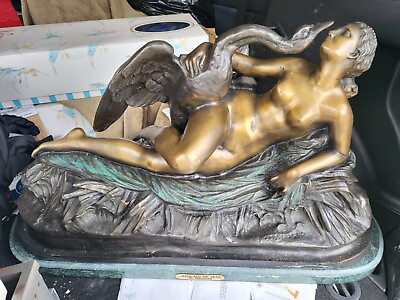 #ad Extremely Rare Aleda amp; the Swan by Auguste Clesinger Large Bronze Marble Statue