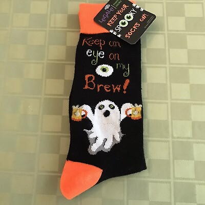 #ad Legale Halloween Ghost Beer Black Orange Mens Socks: NEW With Tags Fun