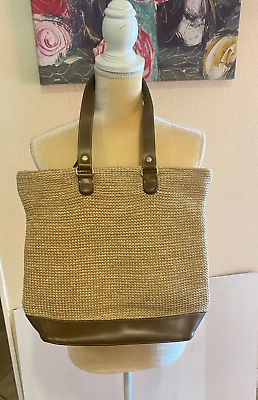 #ad Charter Club Vintage Woven Leather Shoulder Tote Bag