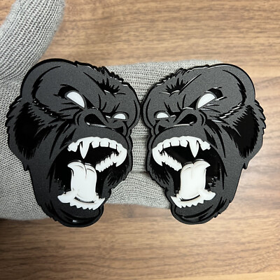 #ad Gorilla Badges Emblem White Eye Roaring Tongue w TEETH Ape Fender Angry