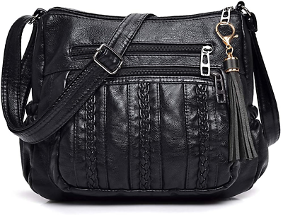 #ad Crossbody Bag for Women Pocketbooks Soft PU Leather Purses Handbags Multi Pocket