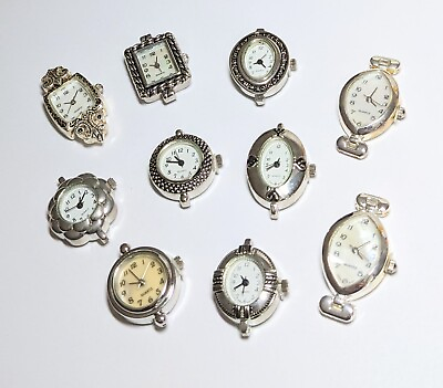 #ad Watch Face for Beading lot of 10 pcs White Face watch Silver tone case