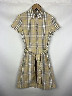 #ad Burberry London vintage ladies nova check short sleeve shirt dress size M