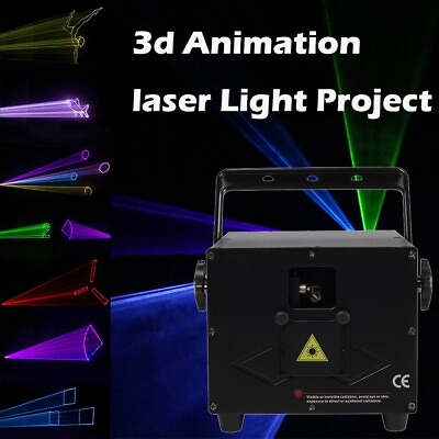 #ad 3W 3D Animation DMX RGB Full Color Laser Beam Projector Light DJ Disco Party Bar