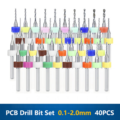 #ad 40PCS Carbide Micro Drill Bits Set 0.1 2.0mm PCB Driiling Bit for CNC Engraving