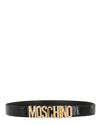 #ad Moschino Womens Thick Leather Logo Belt