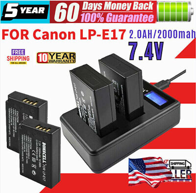 #ad 2×2000mah LP E17 Battery PACK For Canon 800D Cameras LCD Dual Charger EOS 77D