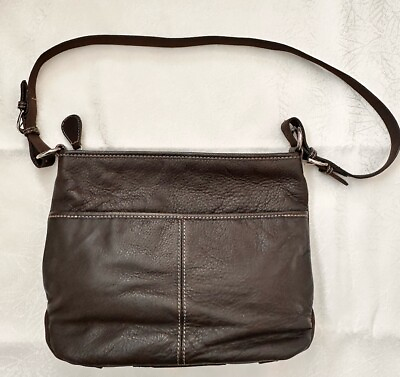 #ad The Sak Leather Bucket Bag Brown Chocolate Womens Shoulder Bag Silver hardware
