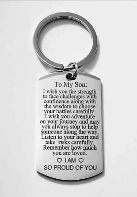 #ad To my SON I#x27;m So Proud Of You Keychain LOVE QUOTE