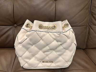 #ad Michael Kors NWT Regina Bucket Bag Backpack Cream MK Gold Chain 35H1GU7B5U. $448