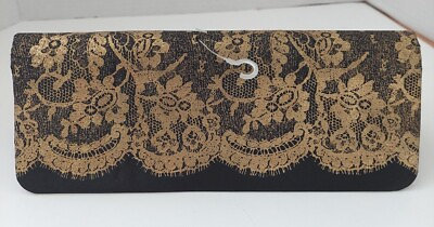 #ad #ad Womens clutch Purse Black amp; Gold Small Purse Wallet 10x5