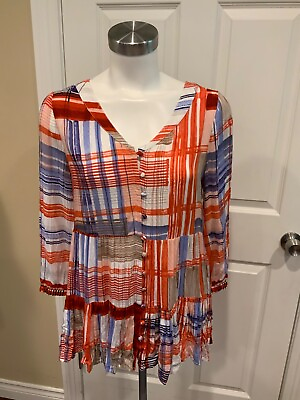 #ad Maeve Anthropologie Red White amp; Blue Button up Shirt Size S