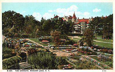 #ad Vintage Postcard The Gardens Flower Landscapes Attraction Mohonk Lake New York