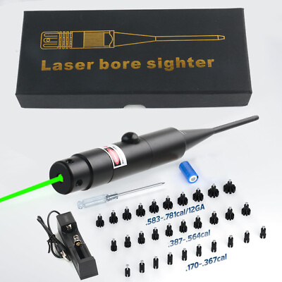 #ad Red Green Laser Bore Sighter Kit .17 to .78 Multiple Caliber Boresighter Rifles