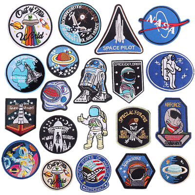 #ad 20pcs Iron On Patches for Children Aircraft and Space Travel Sew On Appliqué