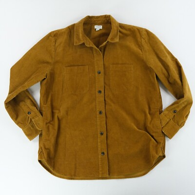 #ad J. Crew Factory Corduroy Shacket Shirt Jacket Camel Side Pockets Sz M Womens