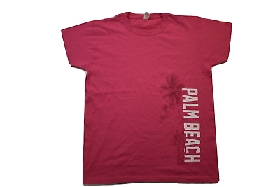#ad Anvil Womens Palm Beach Palm Tree Graphic Pink Shirt New M