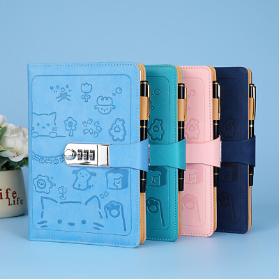 #ad PU Leather Lock Cute Journal A5 Notebook Planner Paper Writing Diary Gift