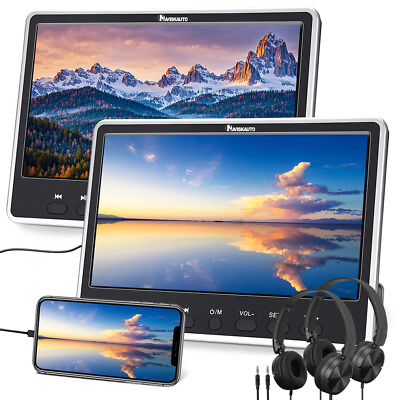 #ad 2 X 12quot; IPS Screen HD Portable Car Headrest Monitor Media DVD Player USB SD HDMI