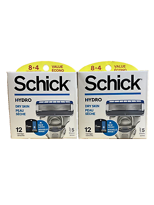 #ad Schick Hydro Dry Skin Men#x27;s Razor#x27;s 5 Blades 24 Refillable Cartridges New Box