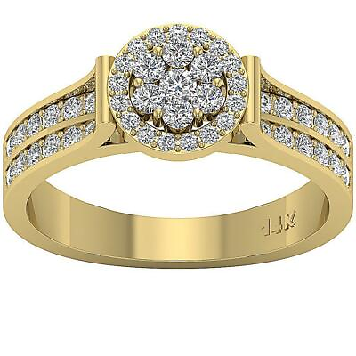 #ad SI1 G 1.01 Ct Round Cut Diamond Designer Engagement Ring 14K Yellow Gold 9.15MM