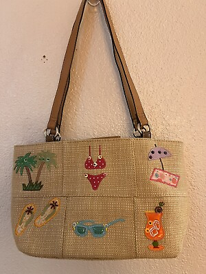 #ad Cute Embroidery Summer Theme Beach handbag Tote