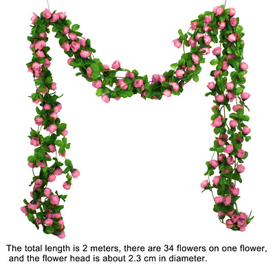 #ad Artificial Silk Flower Rose Vine Hanging Garland Plant Home Garden Wedding Decor