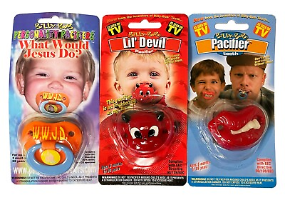 #ad 3 Pack Funny Baby Toddler Orthodontic Pacifiers Novelty Gift Set
