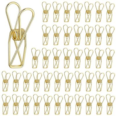 #ad 50 Pieces Gold Paper Office Binder Clips Small Metal Wire Hollow Out Multi Pu...
